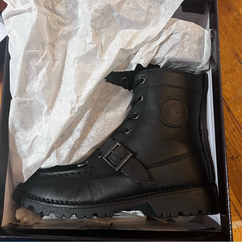 Ralph Lauren Polo kids Ranger Boots - Size 3 - Brand New In Box - Cookie
